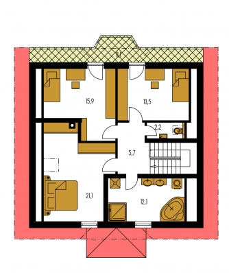 Image miroir | Plan de sol du premier étage - KLASSIK 125